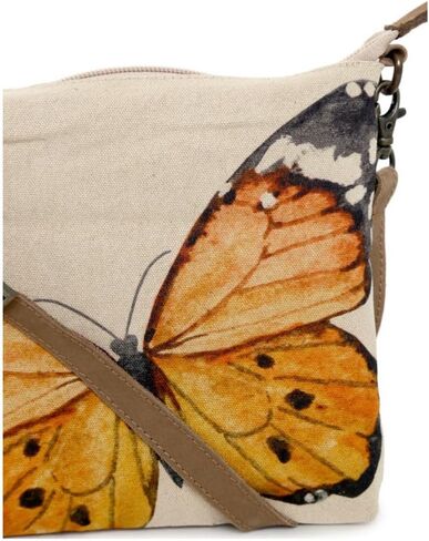 COTT N CURLS Monarch Butterfly Crossbody Sling Bag for Women - 32.5x10 Butterfly Purses for Women, Colorful Print, Canvas and Leather, Spring Purses, Spring Gifts for Mom, Sister, Friend, Grandma in Saudi Arabia