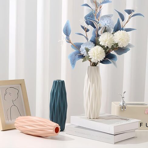 White Plastic Flower Vase, Simple Modern Unbreakable Vase for Flowers, Decorative, Tabletop, Living Room, Bathroom, Bedroom, Home Office in Kuwait