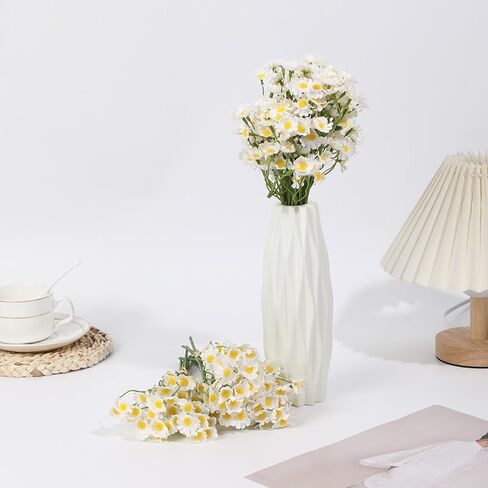 White Plastic Flower Vase, Simple Modern Unbreakable Vase for Flowers, Decorative, Tabletop, Living Room, Bathroom, Bedroom, Home Office in Kuwait