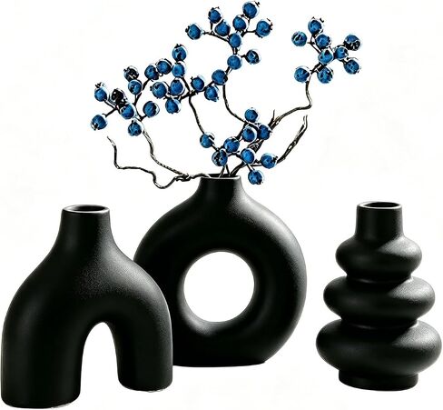 Upgraded Ceramic Vases Set for Home Decor, 4 Piece Modern Neutral Room Decor Desk Vase Bedroom Decor Flower Vase for Table Shelf Office Kitchen, Happy Birthday Gifts for Women Mom Men (Oval-4pcs) in Saudi Arabia