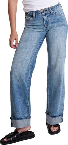 YMI Women's Women's Brittany Low Rise Wide Leg Cuff Jeans P053399 in Kuwait