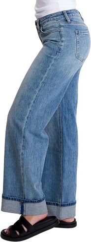 YMI Women's Women's Brittany Low Rise Wide Leg Cuff Jeans P053399 in Kuwait