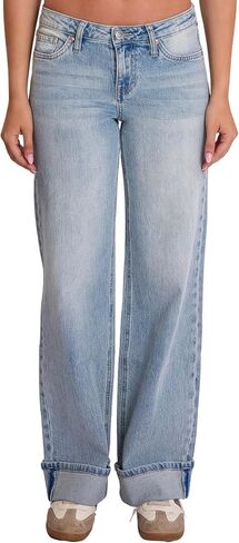 YMI Women's Women's Brittany Low Rise Wide Leg Cuff Jeans P053399 in Kuwait