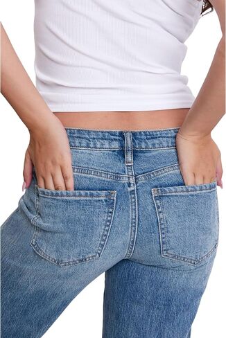YMI Women's Women's Brittany Low Rise Wide Leg Cuff Jeans P053399 in Kuwait