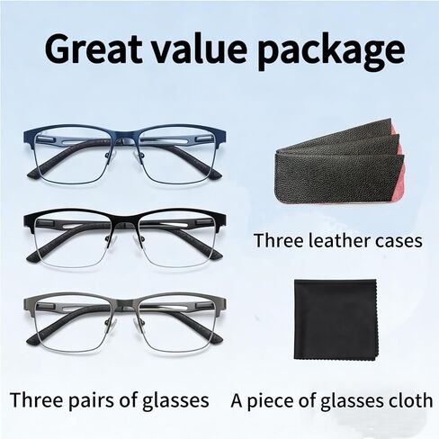 HIYANJN Bifocal Reading Glasses For Men,Premium Quality Metal Half Frame Anti-Blue Light Computer Readers With Spring Hinge in Kuwait