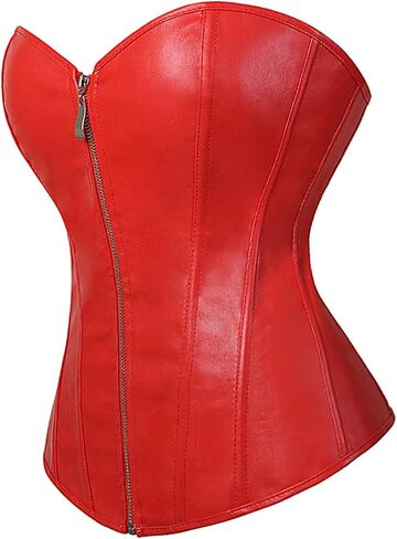 Zhitunemi Black Leather Corset Top: Steampunk Corsets Faux Leather Tops - Going Out Gothic Zipper Bustier Photoshoot Costumes in Saudi Arabia