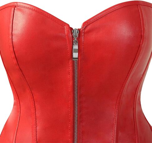 Zhitunemi Black Leather Corset Top: Steampunk Corsets Faux Leather Tops - Going Out Gothic Zipper Bustier Photoshoot Costumes in Saudi Arabia