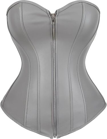 Zhitunemi Black Leather Corset Top: Steampunk Corsets Faux Leather Tops - Going Out Gothic Zipper Bustier Photoshoot Costumes in Saudi Arabia