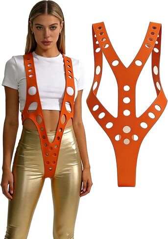 WELLMILLER Women's Novelty Orange Suspenders Harness Costume Props for Halloween Role Play (Silicone) in Saudi Arabia