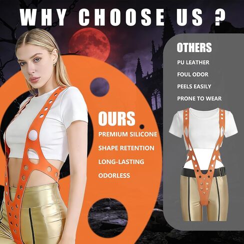 WELLMILLER Women's Novelty Orange Suspenders Harness Costume Props for Halloween Role Play (Silicone) in Saudi Arabia