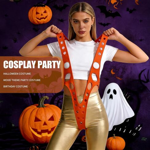 WELLMILLER Women's Novelty Orange Suspenders Harness Costume Props for Halloween Role Play (Silicone) in Saudi Arabia