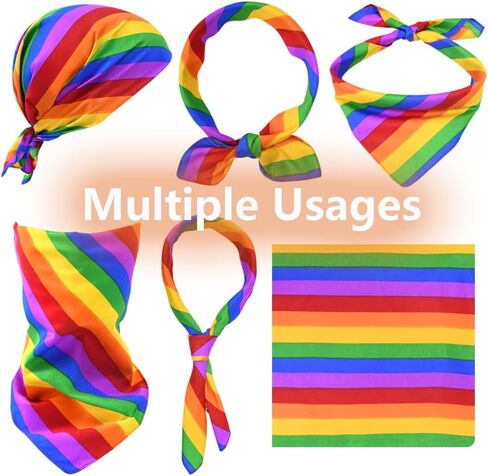 4 Pcs Rainbow Bandana Pride Day Rainbow Headband LGBTQ Gay Bandana Colorful Dye Quare Scarf Hippi Head Wraps for Women Men Pride Month Party Parade Costume Accessories Decor in Saudi Arabia
