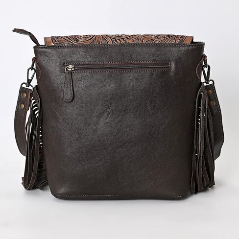 Merbaa Leather Crossbody Bag for Women made with Natural Cowhide Hand Tooled Western Design With Adjustable Detachable Strap in Saudi Arabia