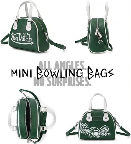 Von Dutch Mini Bowling Bag, Top Handle Bag with Detachable Shoulder Strap in Saudi Arabia