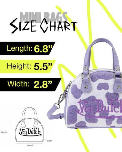 Von Dutch Mini Bowling Bag, Top Handle Bag with Detachable Shoulder Strap in Saudi Arabia