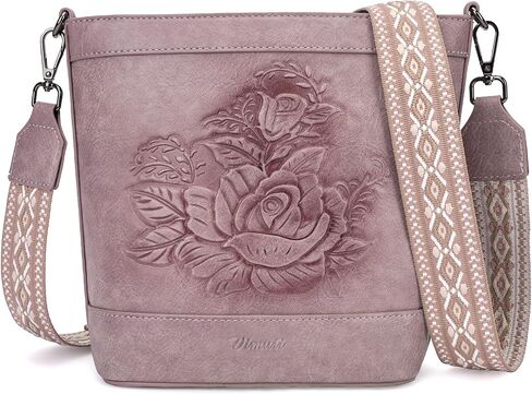 Crossbody Purses for Women, Trendy Embossed Vegan Leather Bucket Bag, Travel Shoulder Handbag with 2 Detachable Straps in Saudi Arabia