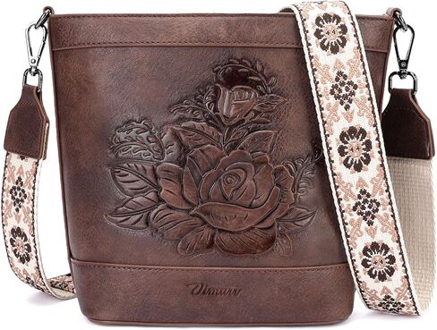 Crossbody Purses for Women, Trendy Embossed Vegan Leather Bucket Bag, Travel Shoulder Handbag with 2 Detachable Straps in Saudi Arabia