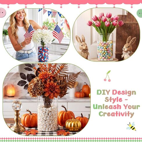 Vase in Vase Stackable Glass Cylinder Vases 7.8 Inch Tall for Vases Filler Wedding Decoration Clear Centerpieces for DIY Floral Arrangements Seasonal Home Indoor Table Decor(4.7" & 2.7") in Kuwait