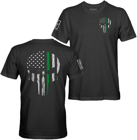 Fantastic Tees American Flag Skull Service Men's Patriotic T-Shirt in Kuwait