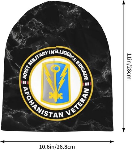 501st Military Intelligence Brigade Afghanistan Veteran Beanie Hat Slouchy Warm Soft Skull Caps Knit Hat for Men Women Black in Saudi Arabia