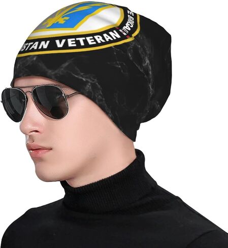 501st Military Intelligence Brigade Afghanistan Veteran Beanie Hat Slouchy Warm Soft Skull Caps Knit Hat for Men Women Black in Saudi Arabia