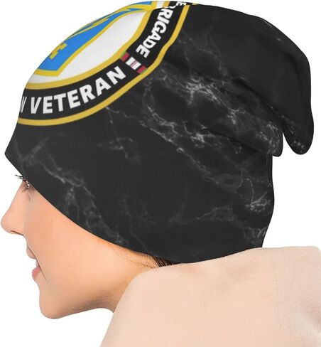 501st Military Intelligence Brigade Afghanistan Veteran Beanie Hat Slouchy Warm Soft Skull Caps Knit Hat for Men Women Black in Saudi Arabia