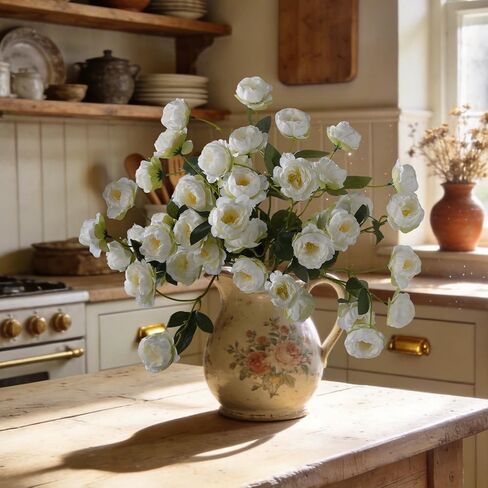 6 Pcs Artificial Peonies Flowers for Vase Decoration,30" Faux Long Stem Flowers with 42 Silk Heads for Wedding Party Home Office Table Centerpieces Decor (White) in Saudi Arabia