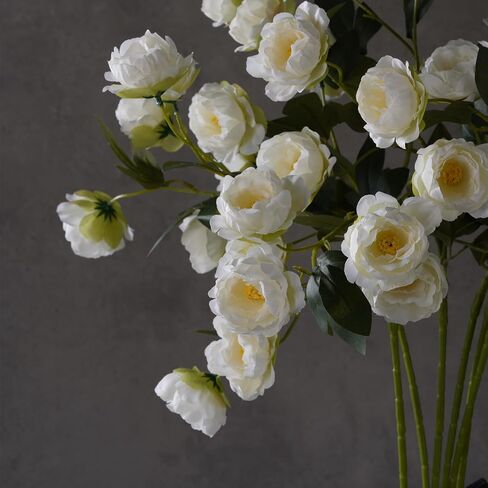6 Pcs Artificial Peonies Flowers for Vase Decoration,30" Faux Long Stem Flowers with 42 Silk Heads for Wedding Party Home Office Table Centerpieces Decor (White) in Saudi Arabia