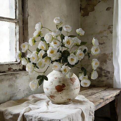 6 Pcs Artificial Peonies Flowers for Vase Decoration,30" Faux Long Stem Flowers with 42 Silk Heads for Wedding Party Home Office Table Centerpieces Decor (White) in Saudi Arabia