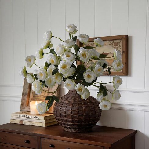 6 Pcs Artificial Peonies Flowers for Vase Decoration,30" Faux Long Stem Flowers with 42 Silk Heads for Wedding Party Home Office Table Centerpieces Decor (White) in Saudi Arabia