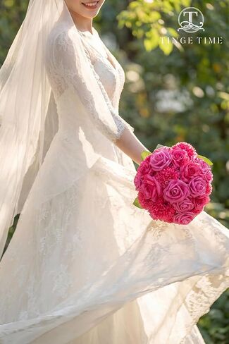 TINGE TIME Rose Artificial Flowers Combo, 23pcs Hot Pink Gradient Fake Flowers Chrysanthemum with Stems for DIY Wedding Bouquets Table Centerpieces Baby Shower Party Home Decorations in Saudi Arabia