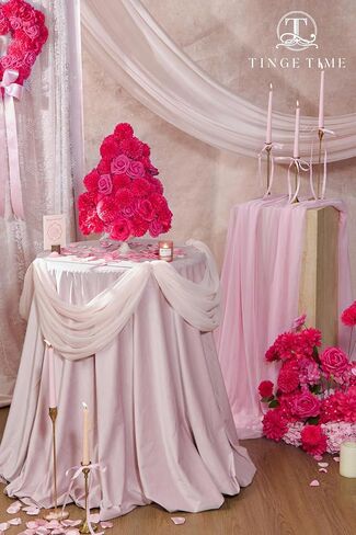 TINGE TIME Rose Artificial Flowers Combo, 23pcs Hot Pink Gradient Fake Flowers Chrysanthemum with Stems for DIY Wedding Bouquets Table Centerpieces Baby Shower Party Home Decorations in Saudi Arabia