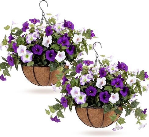 Suncalla 3 Set Artificial Red Geraniums Flowers for Outdoors Summer Outside UV Resistant with Hanging Baskets 3 Hanging Planters with 21 Pcs Red Geranium Flowers for Porch Home Patio Yard in Saudi Arabia
