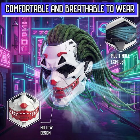 Clown Joker Halloween Mask Mech Style Dreadlocks Adult Costume Movie Killer Scary Masks for Party Cosplay in Kuwait