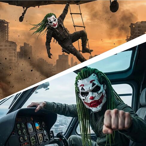 Clown Joker Halloween Mask Mech Style Dreadlocks Adult Costume Movie Killer Scary Masks for Party Cosplay in Kuwait