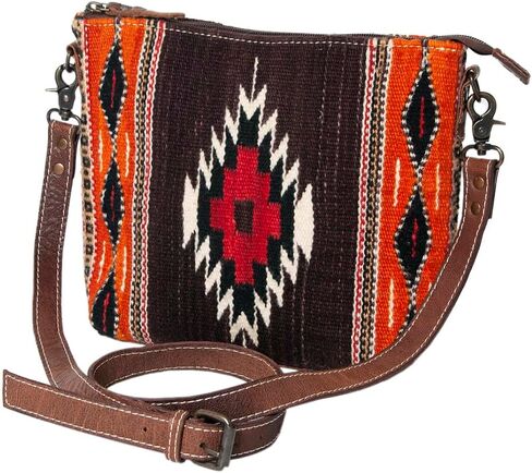 American Darling Western Crossbody Bag – Handwoven Saddle Blanket with Genuine Leather Trim, Lightweight Everyday Purse in Kuwait
