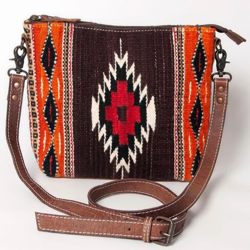 American Darling Western Crossbody Bag – Handwoven Saddle Blanket with Genuine Leather Trim, Lightweight Everyday Purse in Kuwait
