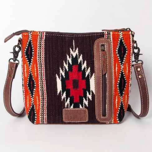 American Darling Western Crossbody Bag – Handwoven Saddle Blanket with Genuine Leather Trim, Lightweight Everyday Purse in Kuwait