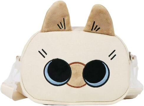 Cute Nylon Siamese Cat Shoulder Bag, Crossbody Bag, Kawaii Animal Purse with Zipper for Women in Saudi Arabia