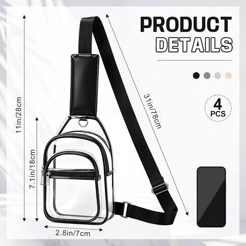 4 Pack Clear Crossbody Bag Stadium Approved Clear Crossbody Concert Bag Purse for Women Men Fan Sports Events in Saudi Arabia
