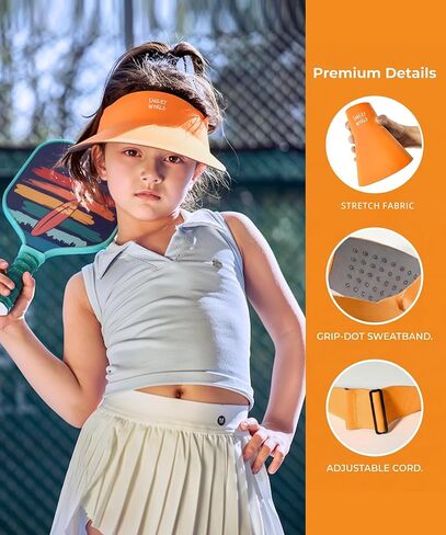 SMILEYWORLD Kids Sun Visor Hats for Girls Boys, UPF 50+ Adjustable Cooling Sports Hat, Packable Visor for Tennis, Pickleball in Kuwait
