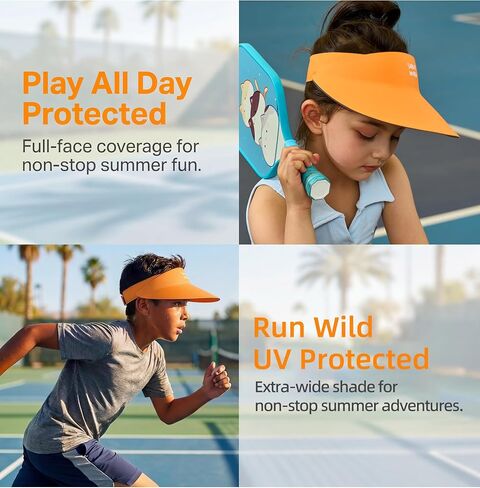 SMILEYWORLD Kids Sun Visor Hats for Girls Boys, UPF 50+ Adjustable Cooling Sports Hat, Packable Visor for Tennis, Pickleball in Kuwait