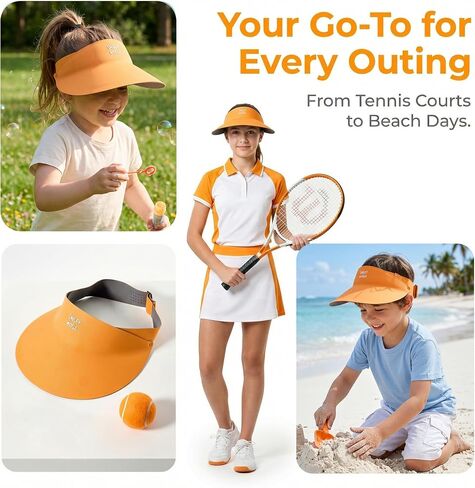 SMILEYWORLD Kids Sun Visor Hats for Girls Boys, UPF 50+ Adjustable Cooling Sports Hat, Packable Visor for Tennis, Pickleball in Kuwait