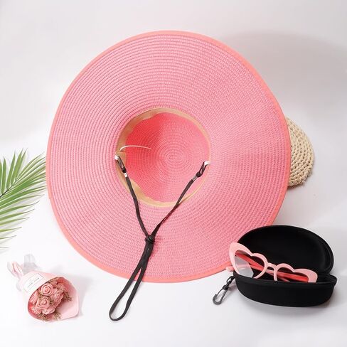 DRESHOW Womens Sun Straw Hat Wide Brim Summer Hat Big Floppy Foldable Beach Sun Hats UPF 50+ in Kuwait