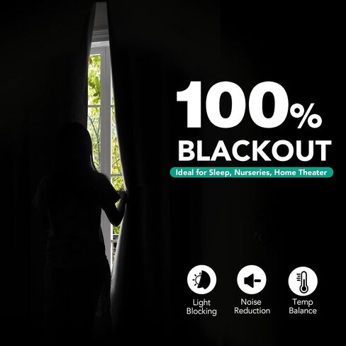 Deconovo 100% Blackout Curtains for Bedroom & Home Theater, Grommet Drapes with Black Backing & Thermal Insulation, Navy, 52W x 84L Inch, 2 Panels, Sleep, Work & Total Privacy in Saudi Arabia
