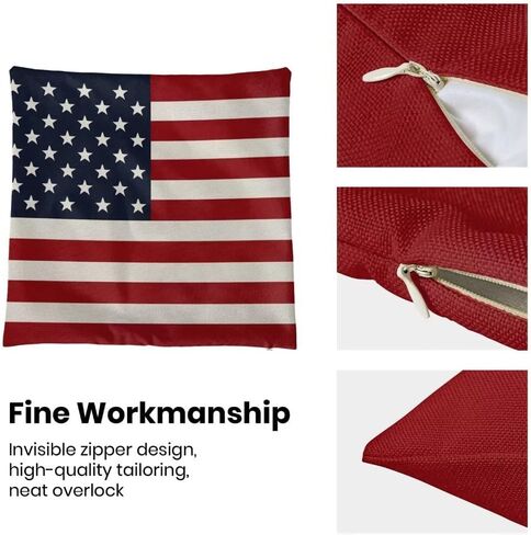 BETGINY 4th of July Pillow Covers 18x18 Set of 2, American Flag Patriotic Decorations Throw Pillow Covers Linen Farmhouse Independence Day Cushion Case for Couch Sofa Summer Home Outdoor Decor in Saudi Arabia