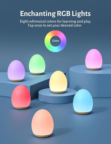 Night Light for Kids, Baby Egg Light with 7 Colors Changing Mode & Stepless Dimming, Nursery Night Lamp BPA Free,Rechargeable Egg Night Light for Breastfeeding 1h Timer & Touch Control, Wood in Saudi Arabia