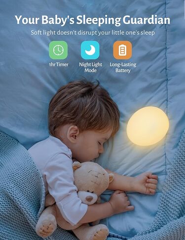 Night Light for Kids, Baby Egg Light with 7 Colors Changing Mode & Stepless Dimming, Nursery Night Lamp BPA Free,Rechargeable Egg Night Light for Breastfeeding 1h Timer & Touch Control, Wood in Saudi Arabia