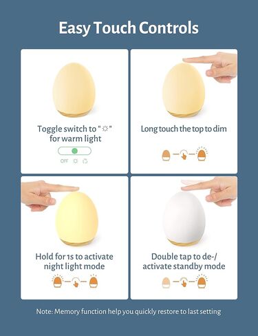 Night Light for Kids, Baby Egg Light with 7 Colors Changing Mode & Stepless Dimming, Nursery Night Lamp BPA Free,Rechargeable Egg Night Light for Breastfeeding 1h Timer & Touch Control, Wood in Saudi Arabia