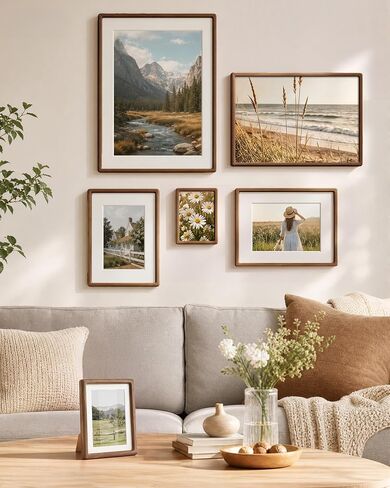 Axeman 18x24 Frame, Solid Walnut Wood Frame with Tempered Glass, Rounded Corner 18 x 24 Poster Frame with Mat for 16x20, Horizontal & Vertical Wall Display, Hanging Hardware Included in Saudi Arabia